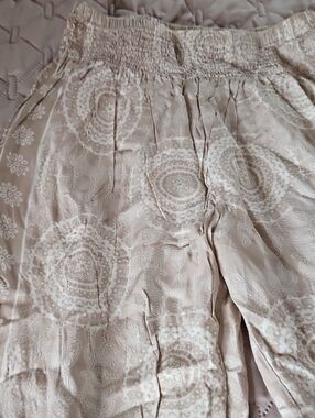 Lotus and Luna Cream Smocked Waist Rayon Pants